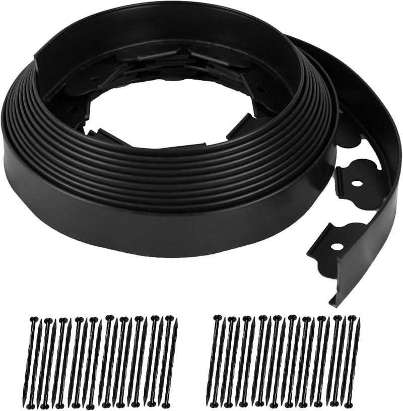 H HUGELEAF Hugeleaf Landscape Edging 2 Inch Tall, 40 Feet Garden Edging Border with 40Pcs Stakes,Lawn Border for Landscaping, Flower Beds(Black) - Image 1